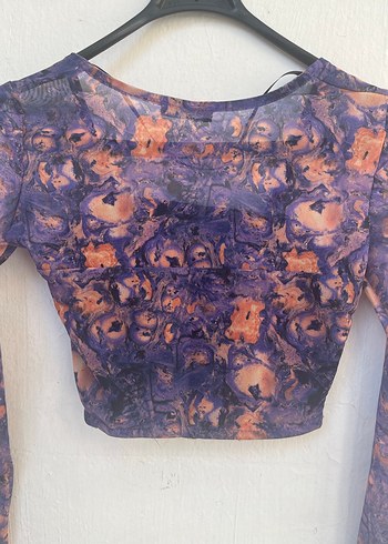 Kiwi Mor Batik Desenli Uzun Kollu Kadın Bluz