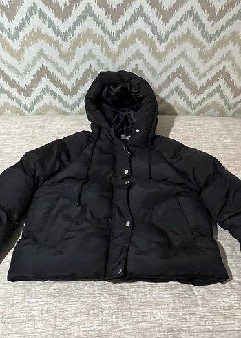 Siyah Kapüşonlu Kadın Kışlık Mont - Görsel 6