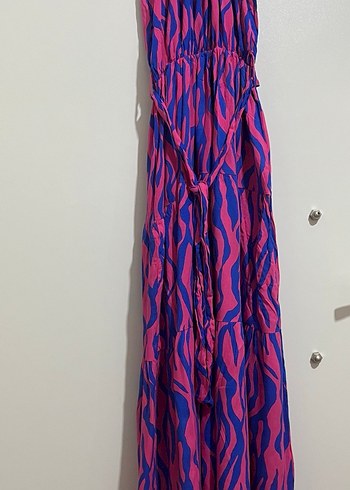 Mor Renkli Bağlamalı Uzun Elbise - Görsel 3