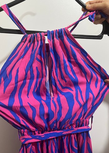 Mor Renkli Bağlamalı Uzun Elbise - Görsel 4