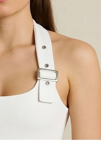 Boyundan Bağlamalı Kemer Detaylı Örme Bluz - Görsel 2