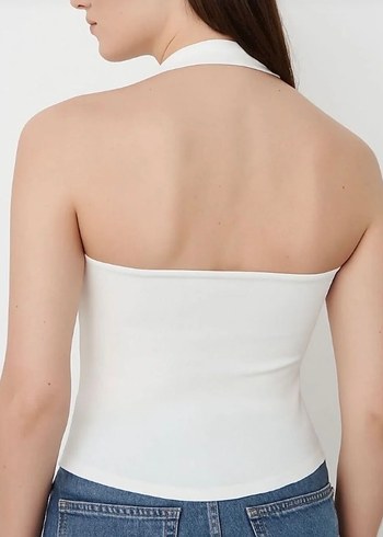 Boyundan Bağlamalı Kemer Detaylı Örme Bluz - Görsel 3