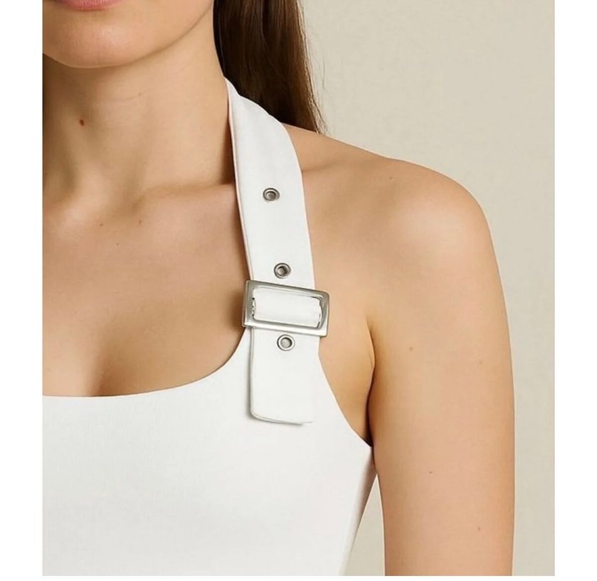 Boyundan Bağlamalı Kemer Detaylı Örme Bluz - Görsel 2