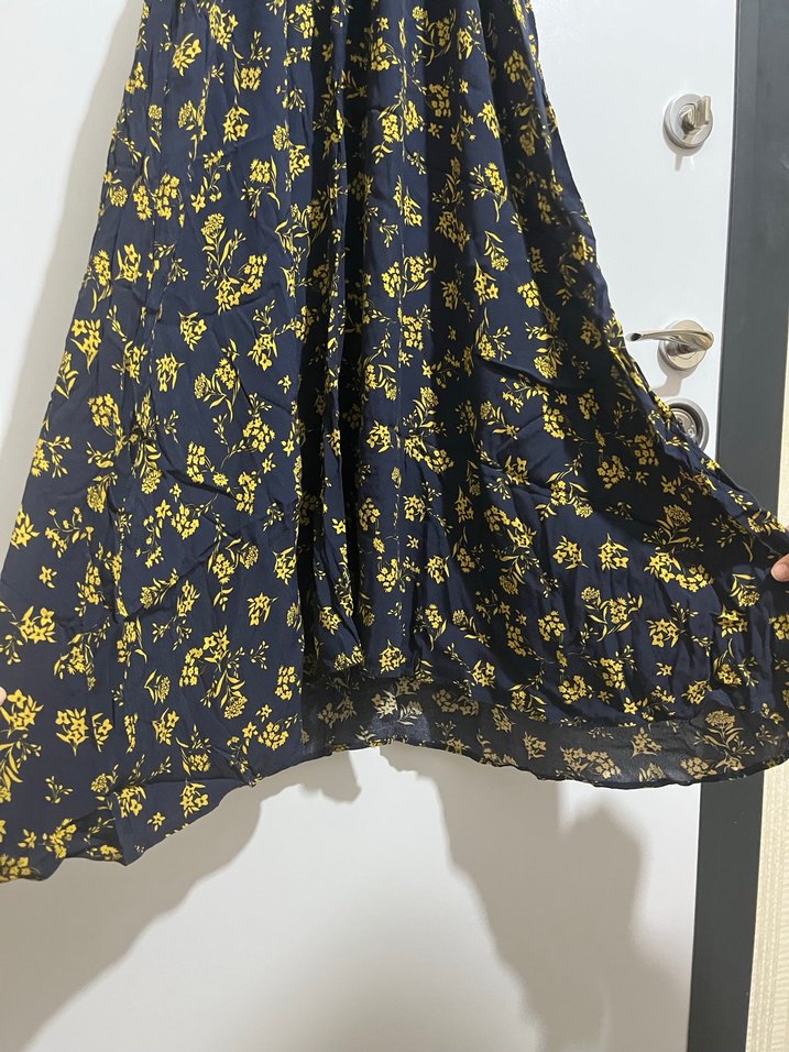 Sarı Desenli Uzun Bohem Elbise - Görsel 3