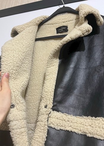 Kürklü Siyah Deri Kadın Mont - Görsel 3