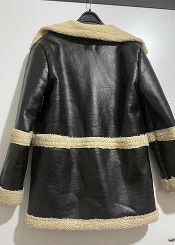 Kürklü Siyah Deri Kadın Mont - Görsel 4