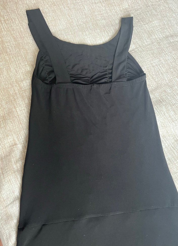 Siyah Drapeli V Yaka Hamile Abiye Elbise - Görsel 3