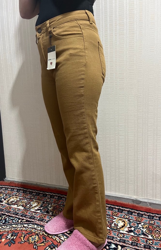 Kadın Bal Sarısı Midi Boy Jean Pantolon - Görsel 2