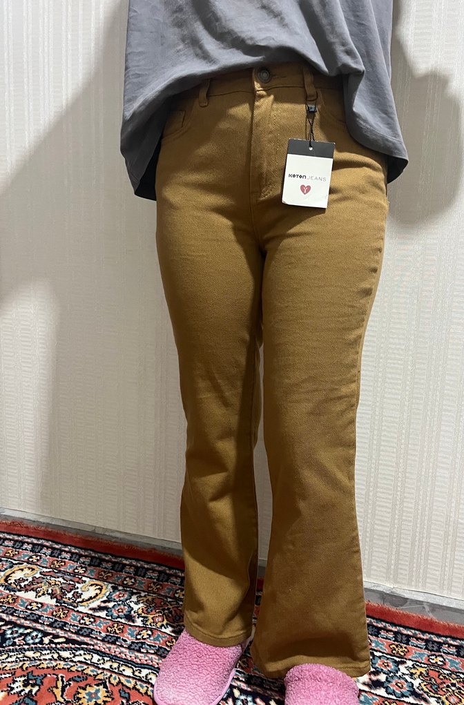 Kadın Bal Sarısı Midi Boy Jean Pantolon - Görsel 3