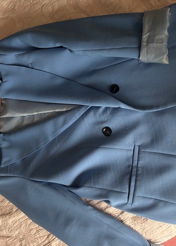 Mavi Düğmeli Kadın Blazer Ceket - Görsel 2