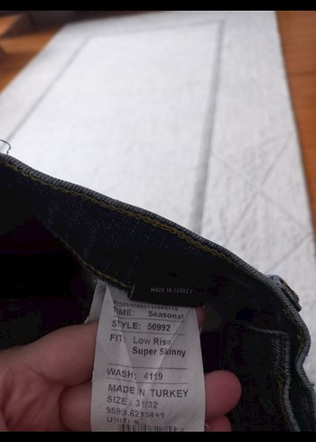 Gri Erkek Denim Pantolon, Kemerli, Regular Fit - Görsel 4