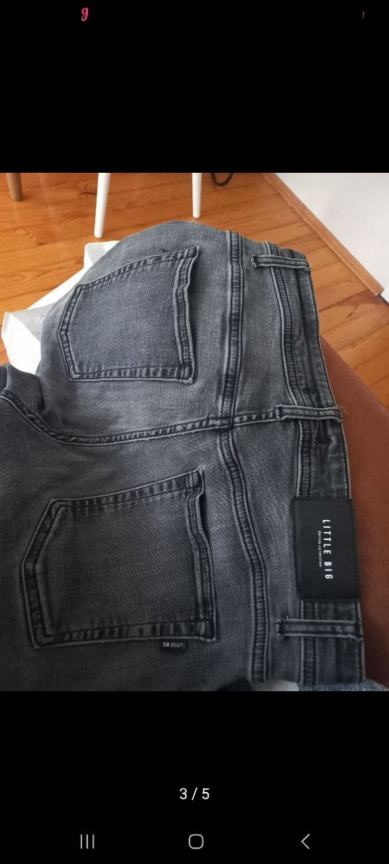 Gri Erkek Denim Pantolon, Kemerli, Regular Fit - Görsel 3