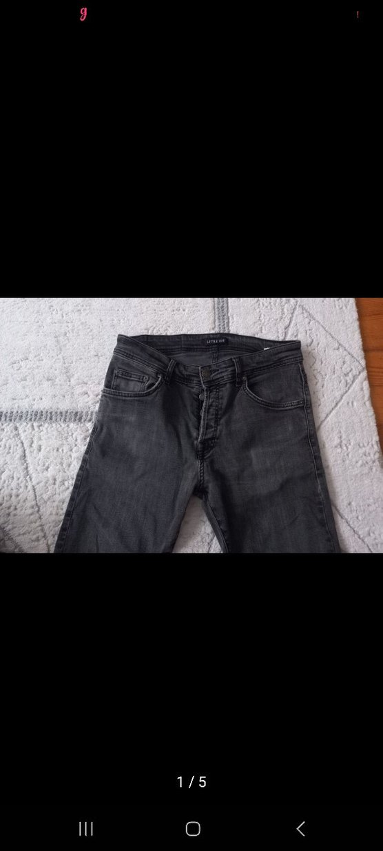 Gri Erkek Denim Pantolon, Kemerli, Regular Fit - Görsel 2