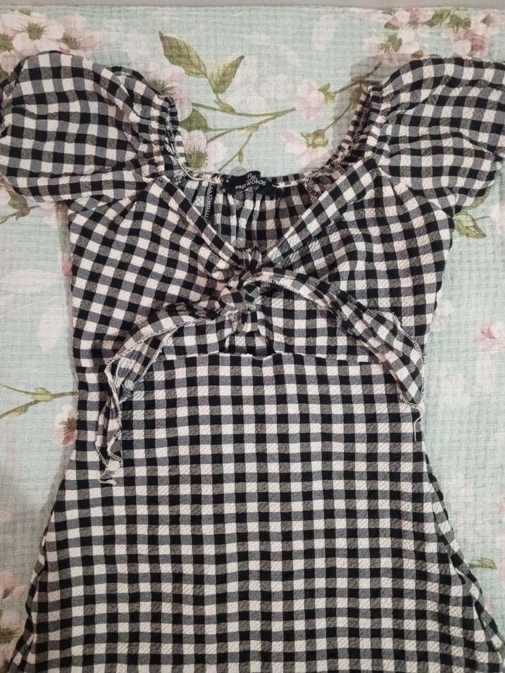 Siyah Kareli Midi Elbise - Görsel 2