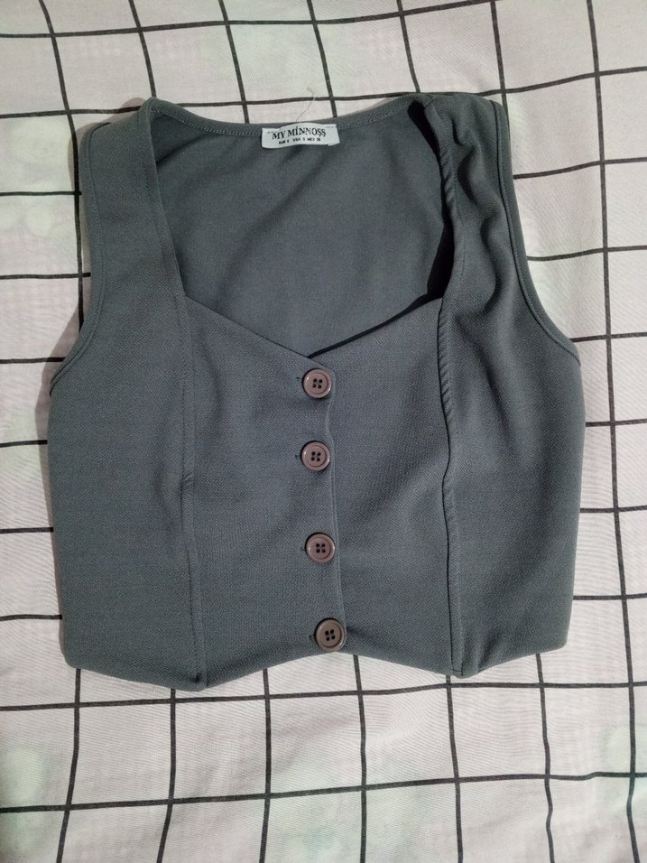 Gri Kadın Pantolon ve yelek takım - Görsel 2