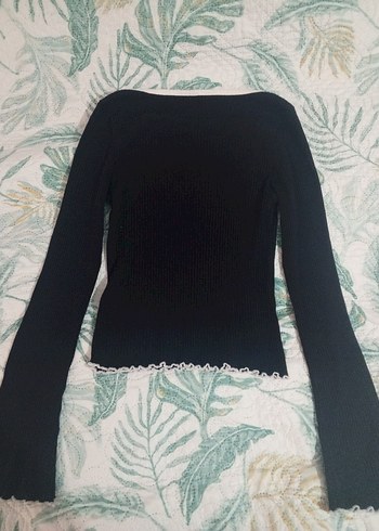 Fiyonk Detaylı Siyah lolita Uzun Kollu Bluz - Görsel 3