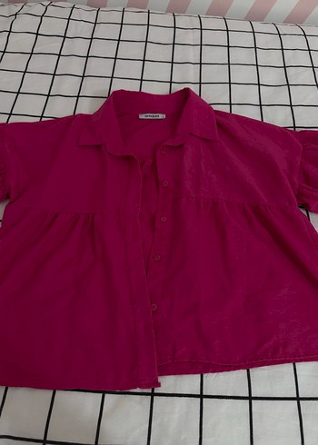 pembe kolları yarım lastikli yumusacık gömlek