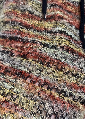 Kadın Çok Renkli Kapüşonlu Örgü Kazak - Görsel 2