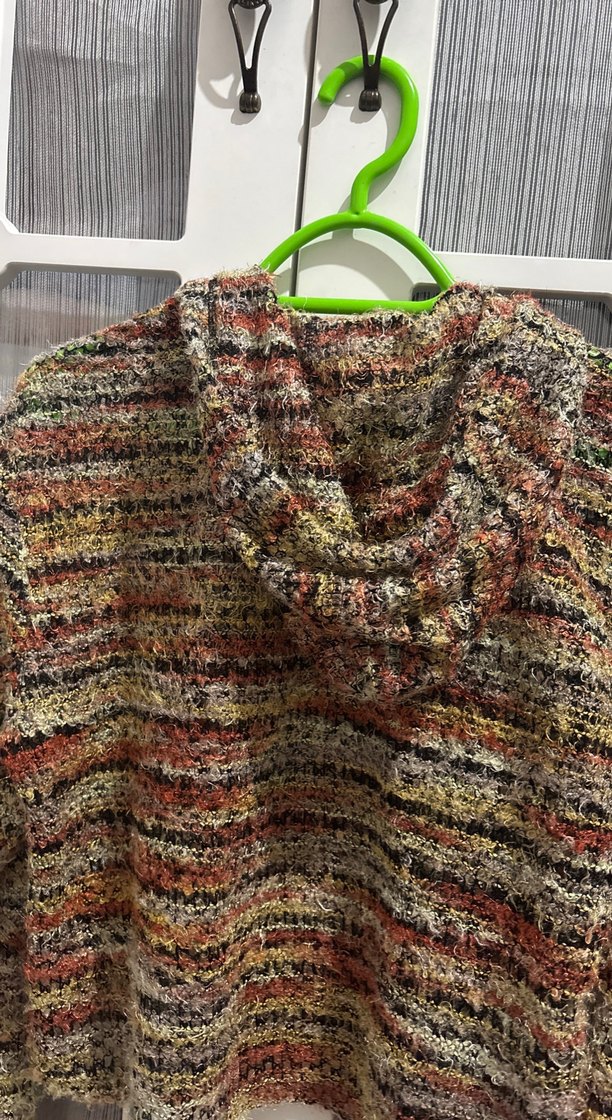 Kadın Çok Renkli Kapüşonlu Örgü Kazak - Görsel 4