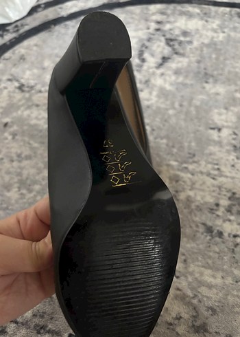 Siyah Yılan Desenli Bağcıklı Stiletto - Görsel 2