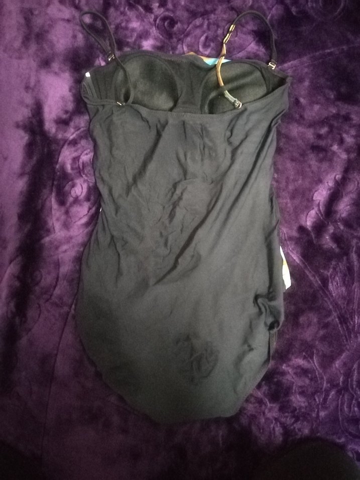 Mavi Bağlama Desenli Drapeli Kadın Mayo - Görsel 2