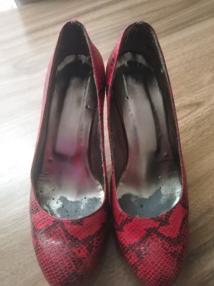 Kırmızı Parlak Yılan Desenli Platform Topuklu - Görsel 2