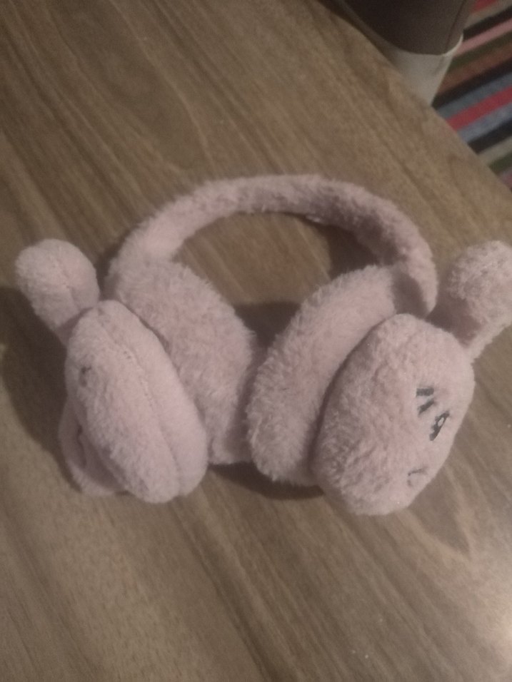 Nakışlı Peluş Pembe Kulaklık - Görsel 3