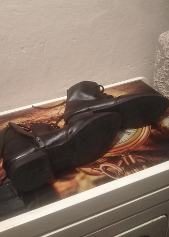 Siyah Deri Gotik Kadın Botları - Görsel 4