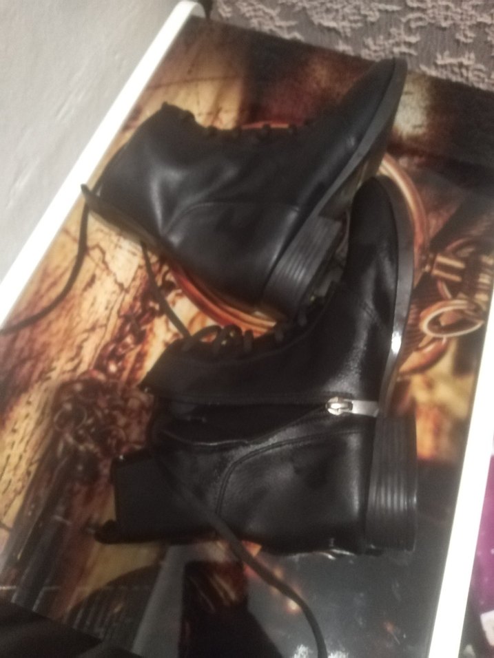 Siyah Deri Gotik Kadın Botları - Görsel 5