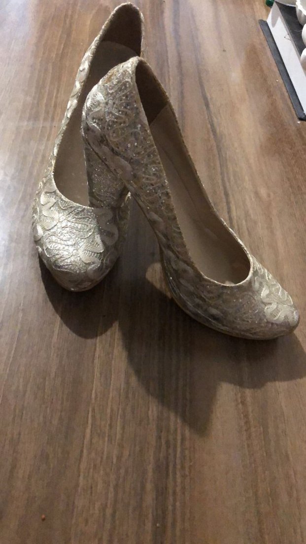 Beyaz Dantel Detaylı Blok Topuklu Abiye Ayakkabı - Görsel 2