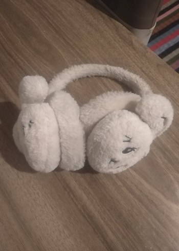 Gri Beyaz Peluş Oyuncak Kulaklık - Görsel 3