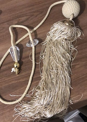 Bej Bohem Nakışlı Perde Bağlama İpi - Görsel 2