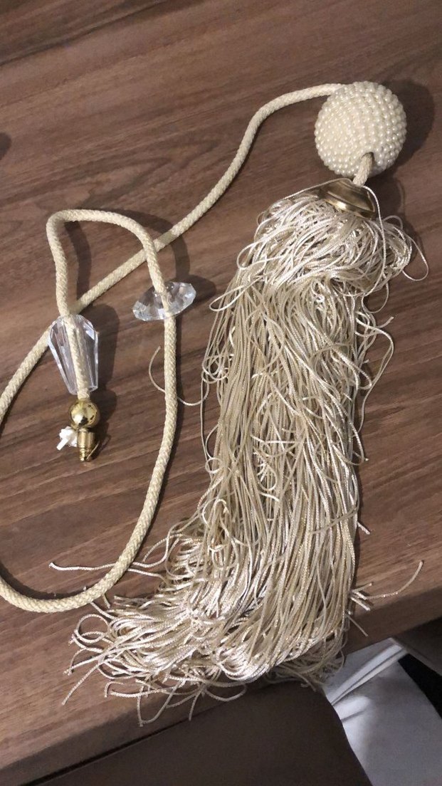 Bej Bohem Nakışlı Perde Bağlama İpi - Görsel 2