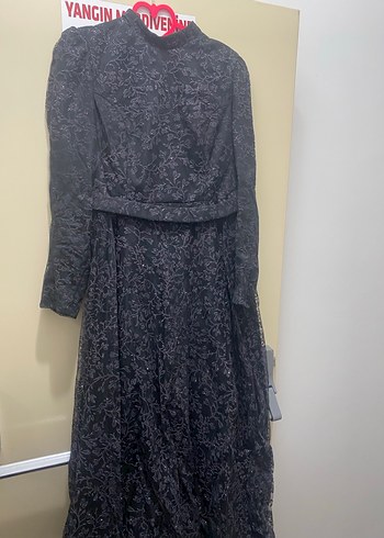 Uzun Kollu, Drapeli Gotik Kadın Abiye Elbise - Görsel 2