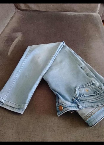 Düğmeli Gri Kadın Kot Pantolon