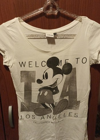 Kız Çocuk Beyaz Mickey Mouse Baskılı Tişört