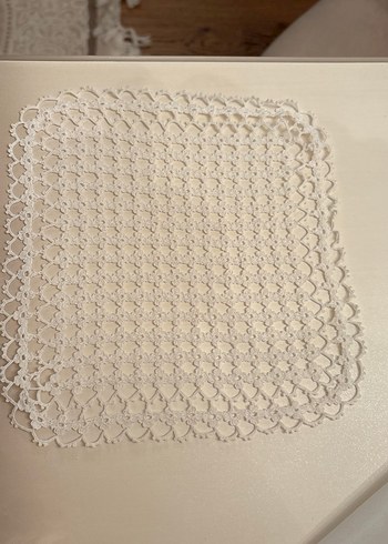 Beyaz El Yapımı Kare Dantel Peçete/örtü 21 cm - Görsel 2