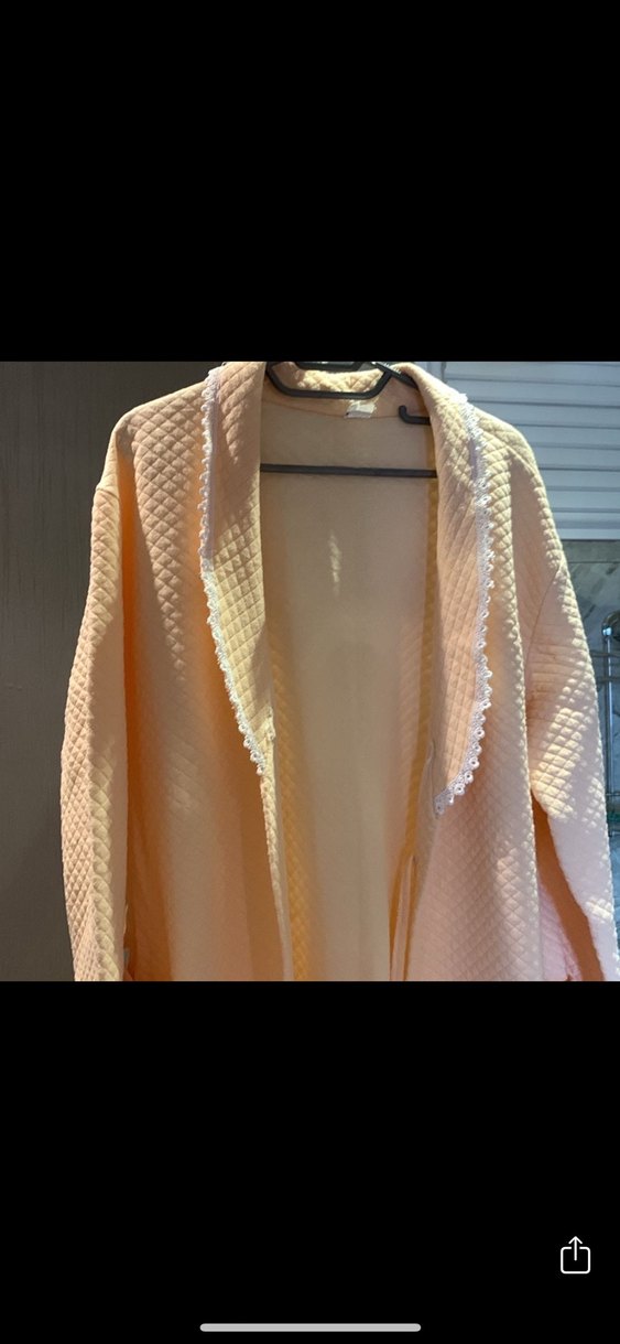 Somon rengi Uzun Kollu kuşaklı Midi Kadın Sabahlık - Görsel 4