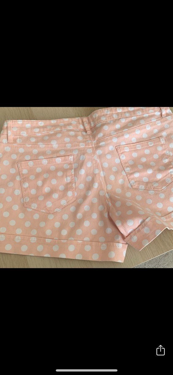 Pembe Puantiyeli Mini Kadın Şort - Görsel 3