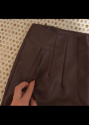 S beden bordo suni deri pantolon - Görsel 3