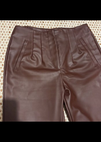 S beden bordo suni deri pantolon - Görsel 4