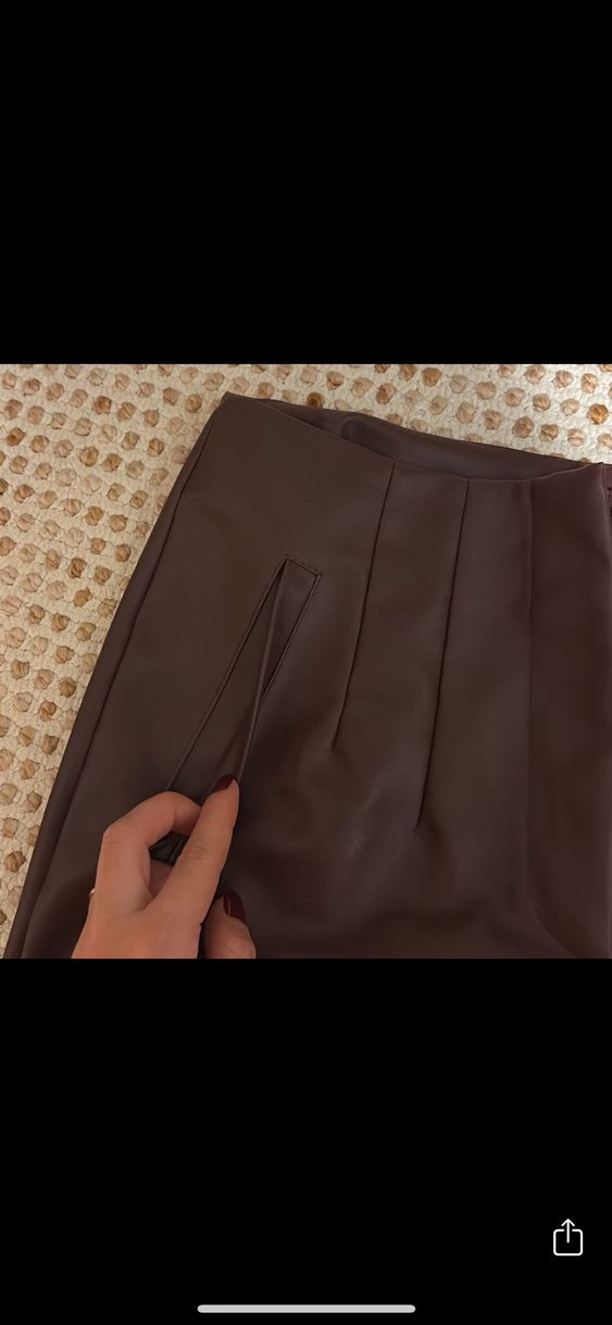 S beden bordo suni deri pantolon - Görsel 3