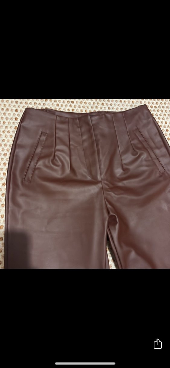 S beden bordo suni deri pantolon - Görsel 4