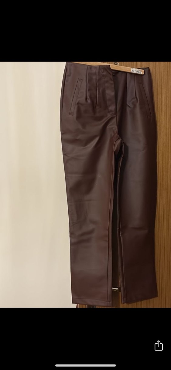 S beden bordo suni deri pantolon - Görsel 2