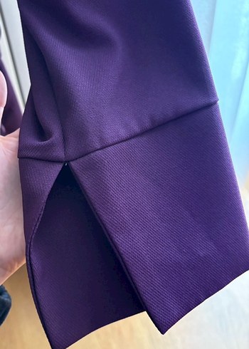 Mor V Yaka Kemerli Kadın Bluz - Görsel 5