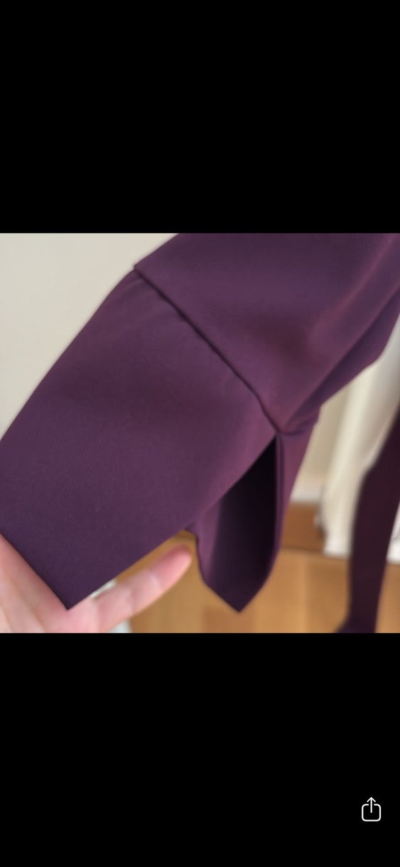 Mor V Yaka Kemerli Kadın Bluz - Görsel 3