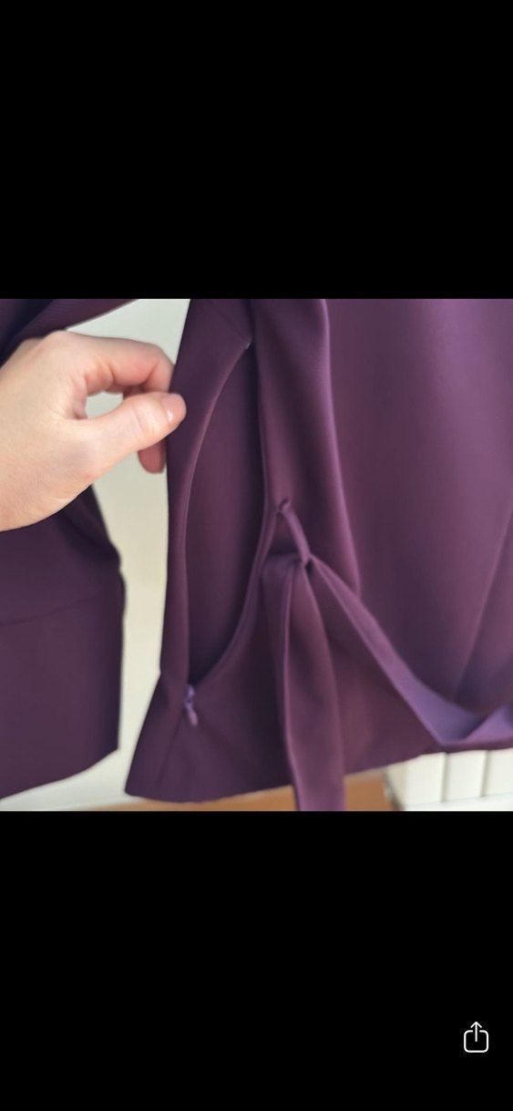 Mor V Yaka Kemerli Kadın Bluz - Görsel 4