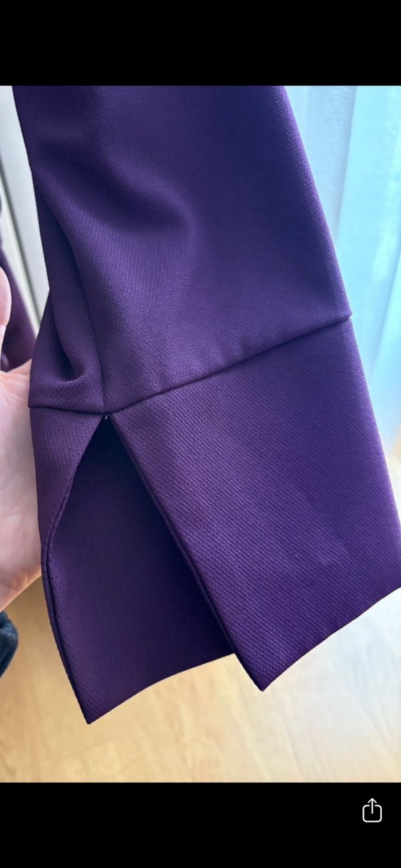 Mor V Yaka Kemerli Kadın Bluz - Görsel 5