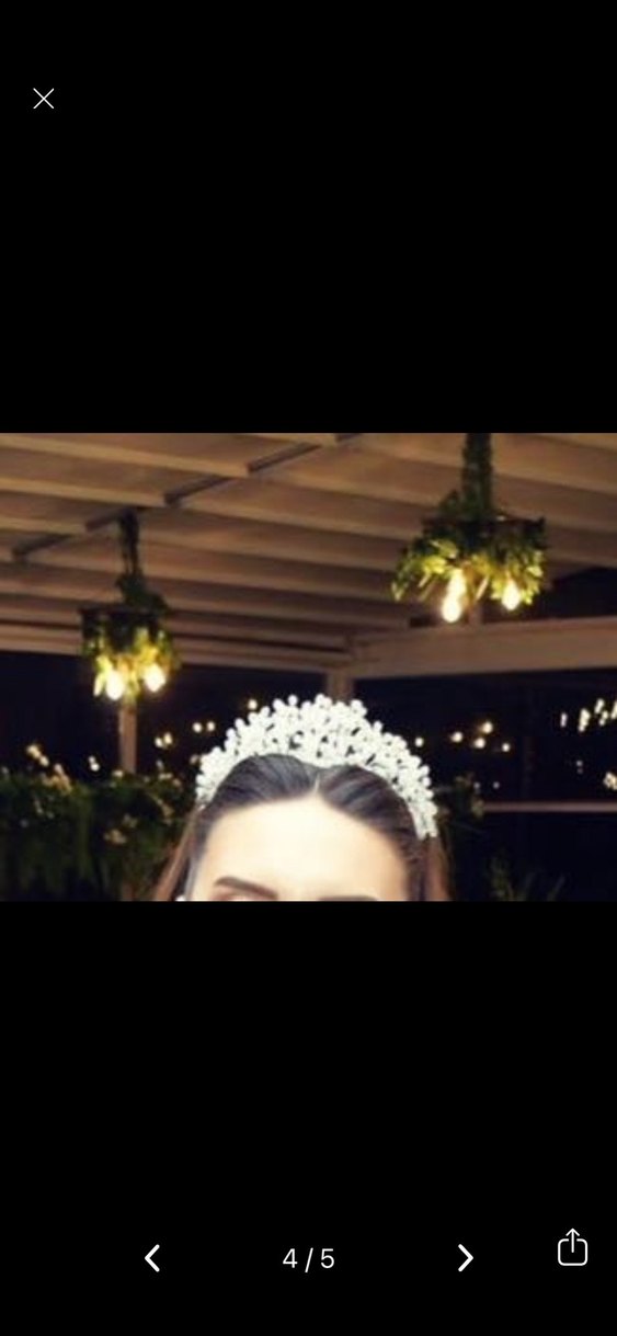 Boncuklu Beyaz Gelin Tacı - Görsel 3