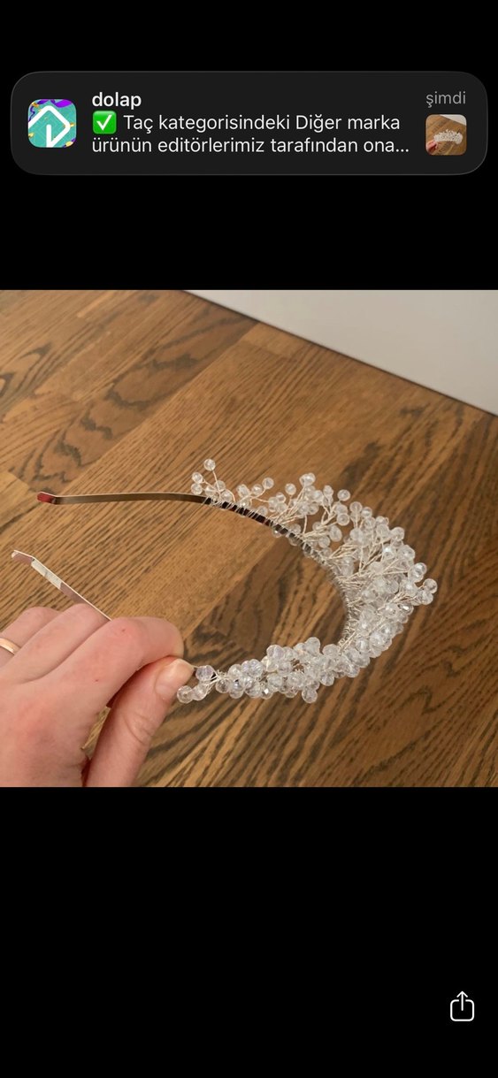 Boncuklu Beyaz Gelin Tacı - Görsel 2